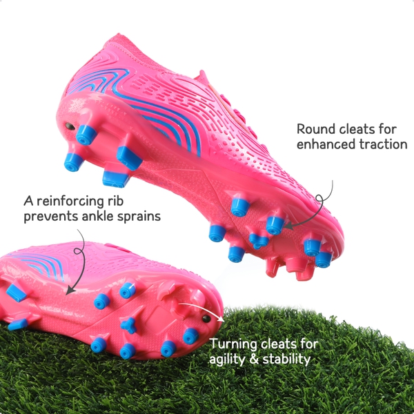 Kids Contoured Upper Soccer Shoes - HOT PINK ROYAL BLUE - 4